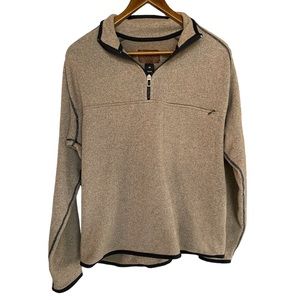Prana 1/4 Zip Vintage Style Brown Tan Pullover Sweater Men’s Size Medium